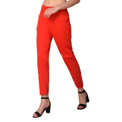 Trendzmy Woman's Rayon Plain Orange Pant Palazzo