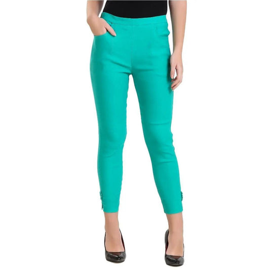 Singhania Women's Rama Green Plain Pant Palazzo Default Title