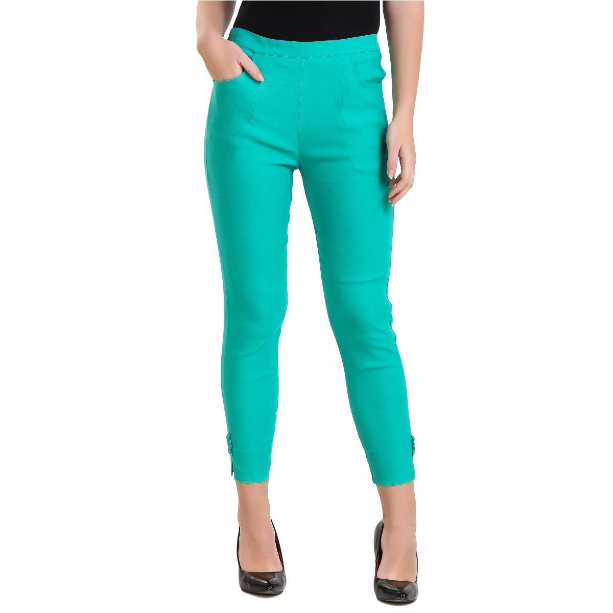 Trendzmy Woman's Rayon Plain Rama Green Pant Palazzo Default Title