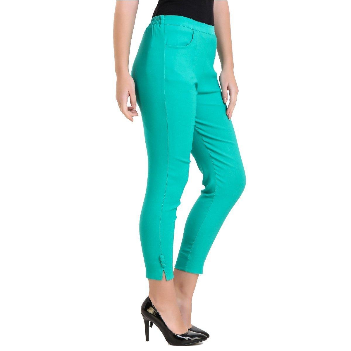 Trendzmy Woman's Rayon Plain Rama Green Pant Palazzo