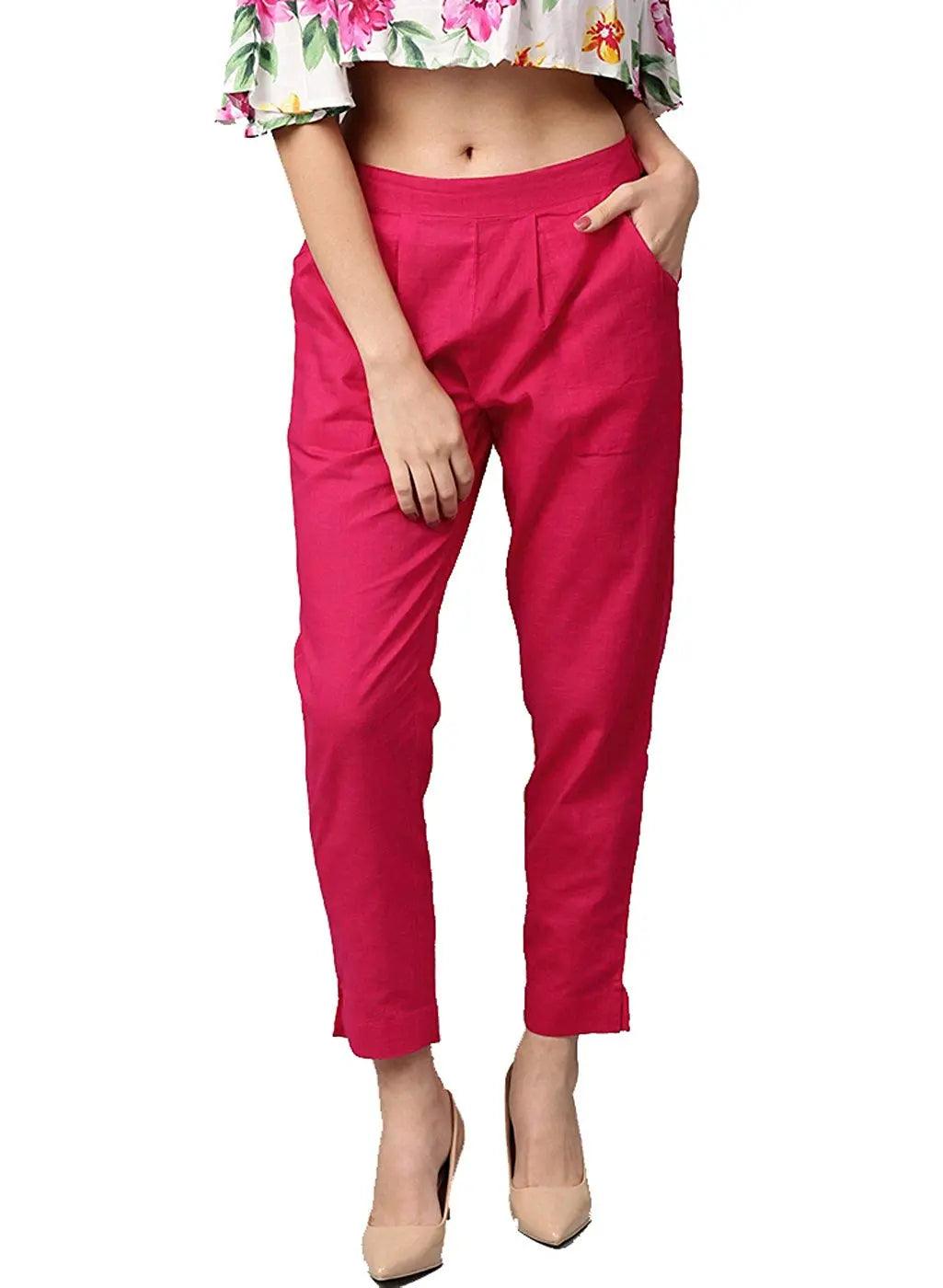 Singhania Women's Rani Pink Plain Pant Palazzo