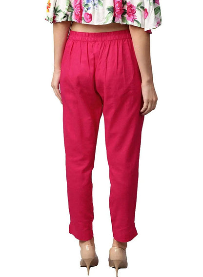 Singhania Women's Rani Pink Plain Pant Palazzo