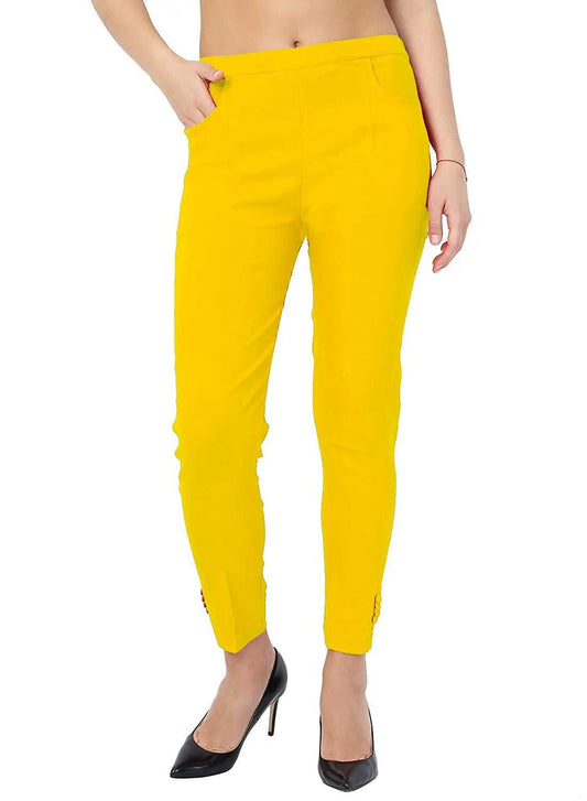 Singhania Women's Yellow Plain Pant Palazzo Default Title