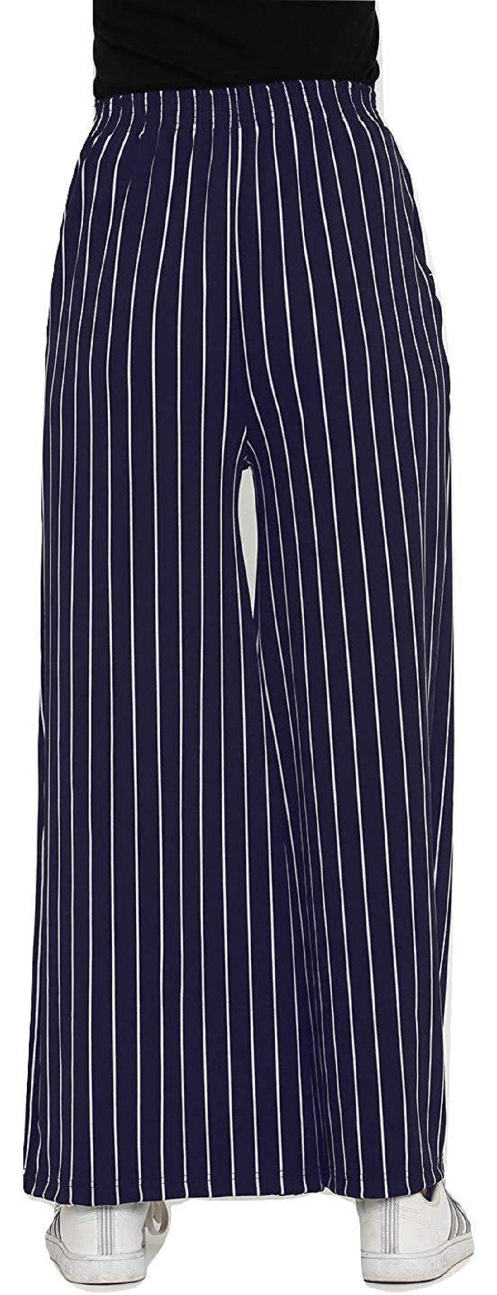 Trendzmy Woman's Rayon Stripe Blue Palazzo