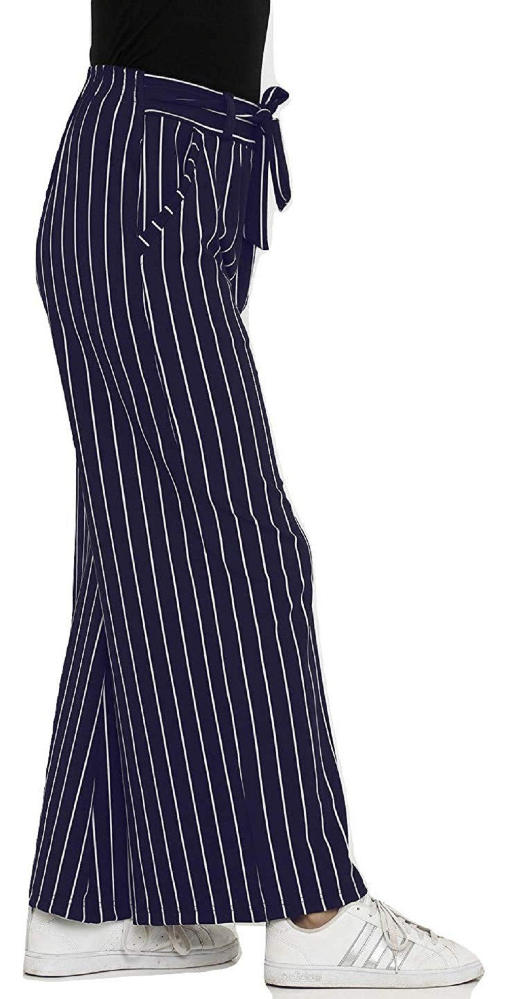 Trendzmy Woman's Rayon Stripe Blue Palazzo