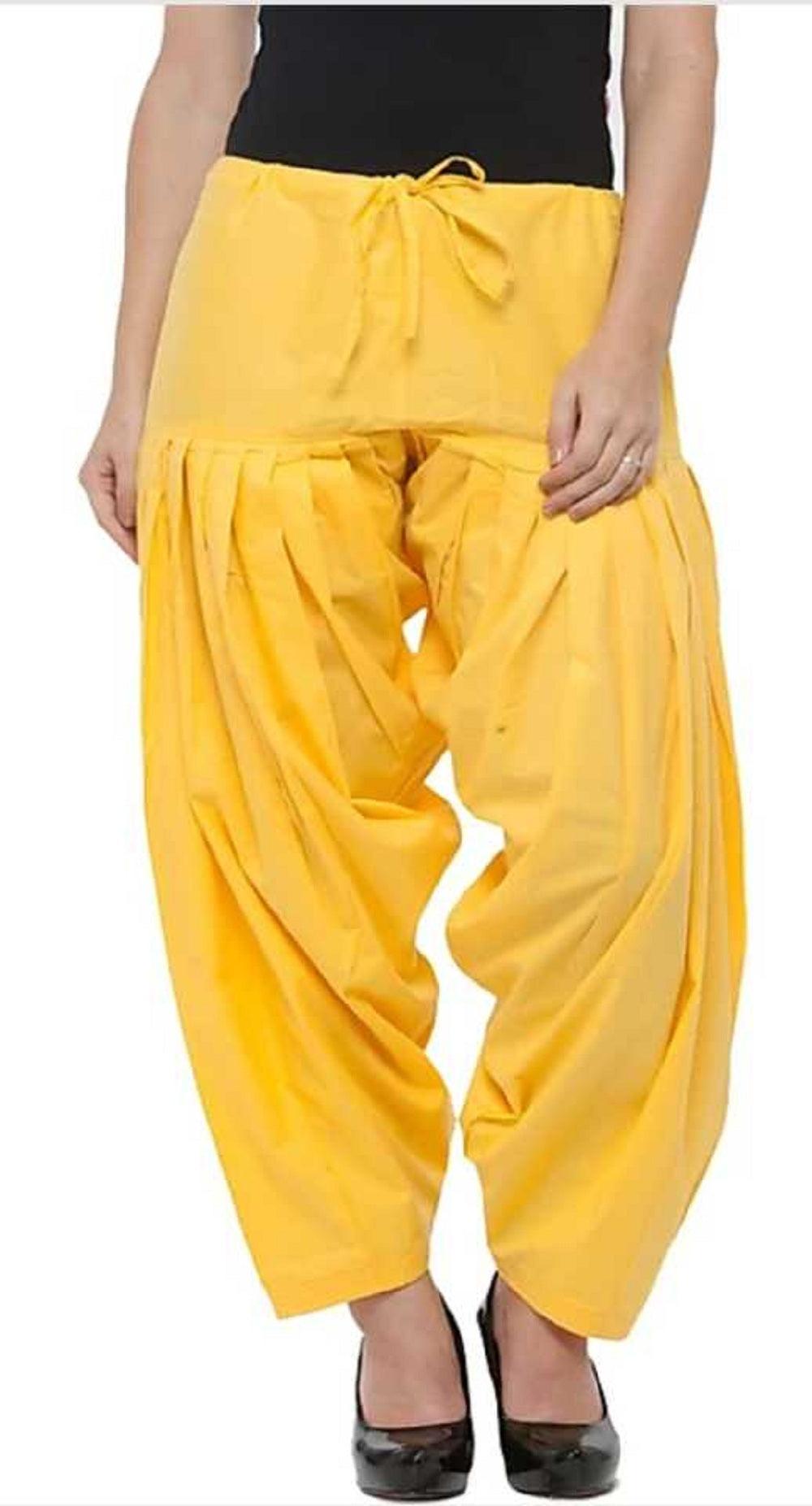 Trendzmy Cotton Solid Patiala Yellow Salwar Default Title