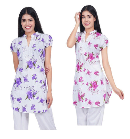 Trendzmy Women Purple Pink Printed Straight Kurta Pack Of 2 XXXL