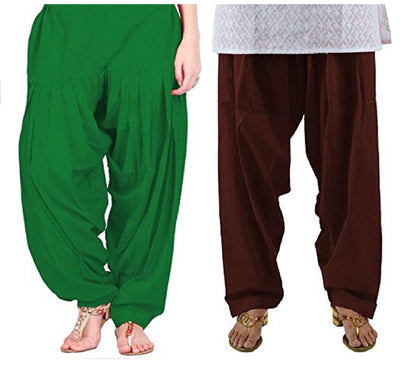 Trendzmy Pure Cotton Solid Women Green Coffee Salwar Pack of 2 Default Title