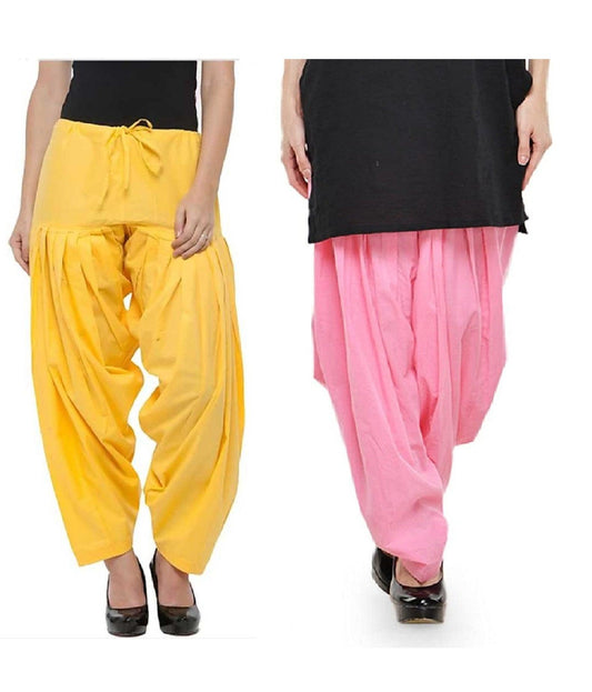 Trendzmy Pure Cotton Solid Women Yellow Baby Pink Salwar Pack of 2 Default Title