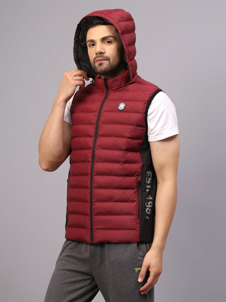 Men's |Sleeveless Puffer Reversible| Wine Black 75 CMS