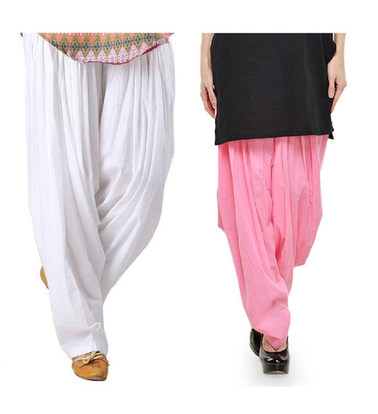 Trendzmy Pure Cotton Solid Women White Baby Pink Salwar Pack of 2 Default Title