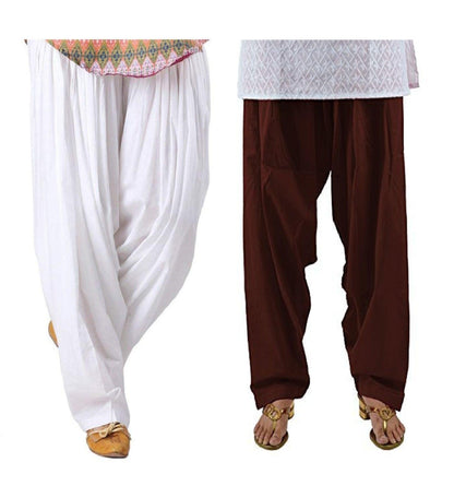 Trendzmy Pure Cotton Solid Women White Coffee Salwar Pack of 2 Default Title