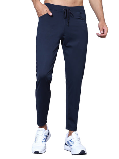 Men Mid Rise Sports Navy Blue Track Pants