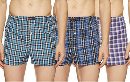 Trendzmy Checked Men Blue, Purple, Sky Blue Basic Shorts Pack Of 3 XXL